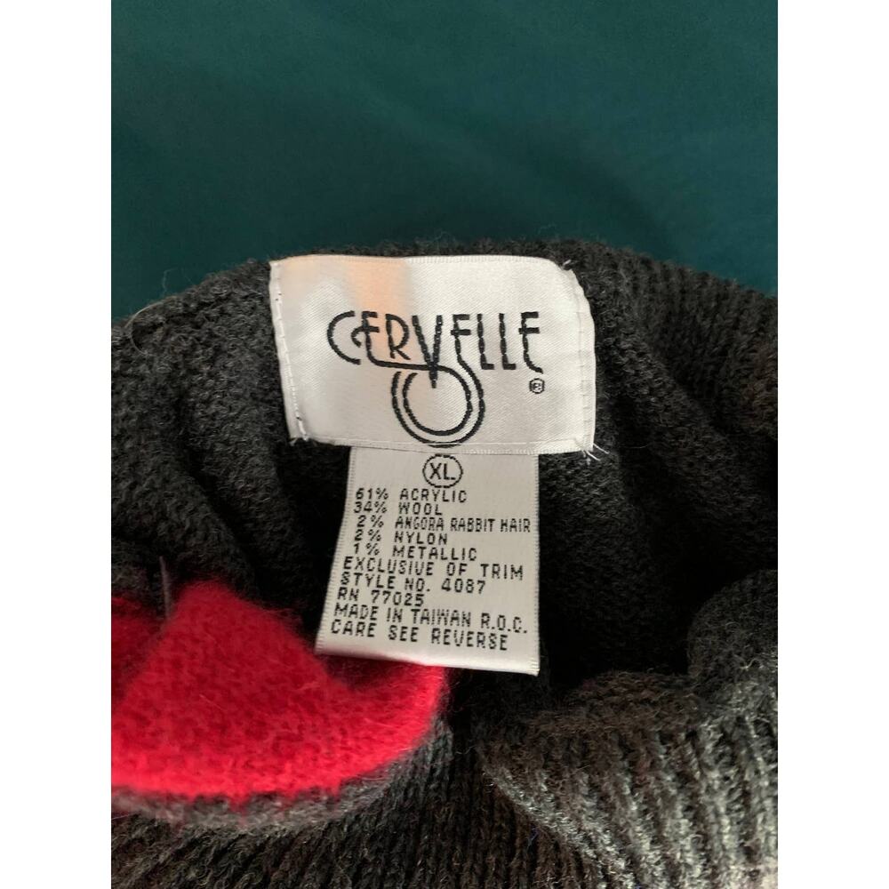 Vintage Cervelle Grey Abstract Angora Blend Mock Turtleneck Sweater XL Colorful - Picture 5 of 6